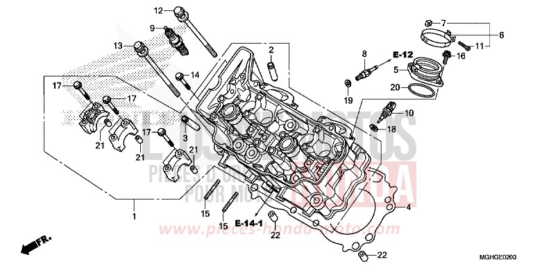 CYLINDER HEAD (FRONT) for VFR1200X Dual Clutch CANDY PROMINENCE RED (R342B) from 2016
